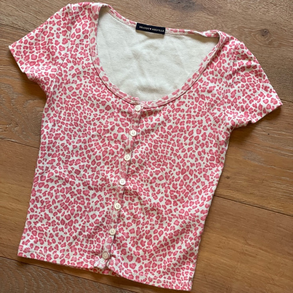 RARE Brandy Melville Pink Cheetah top
